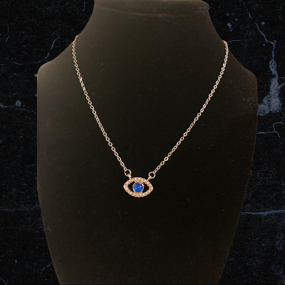 NWT Rhinestone Evil Eye Charm Necklace
